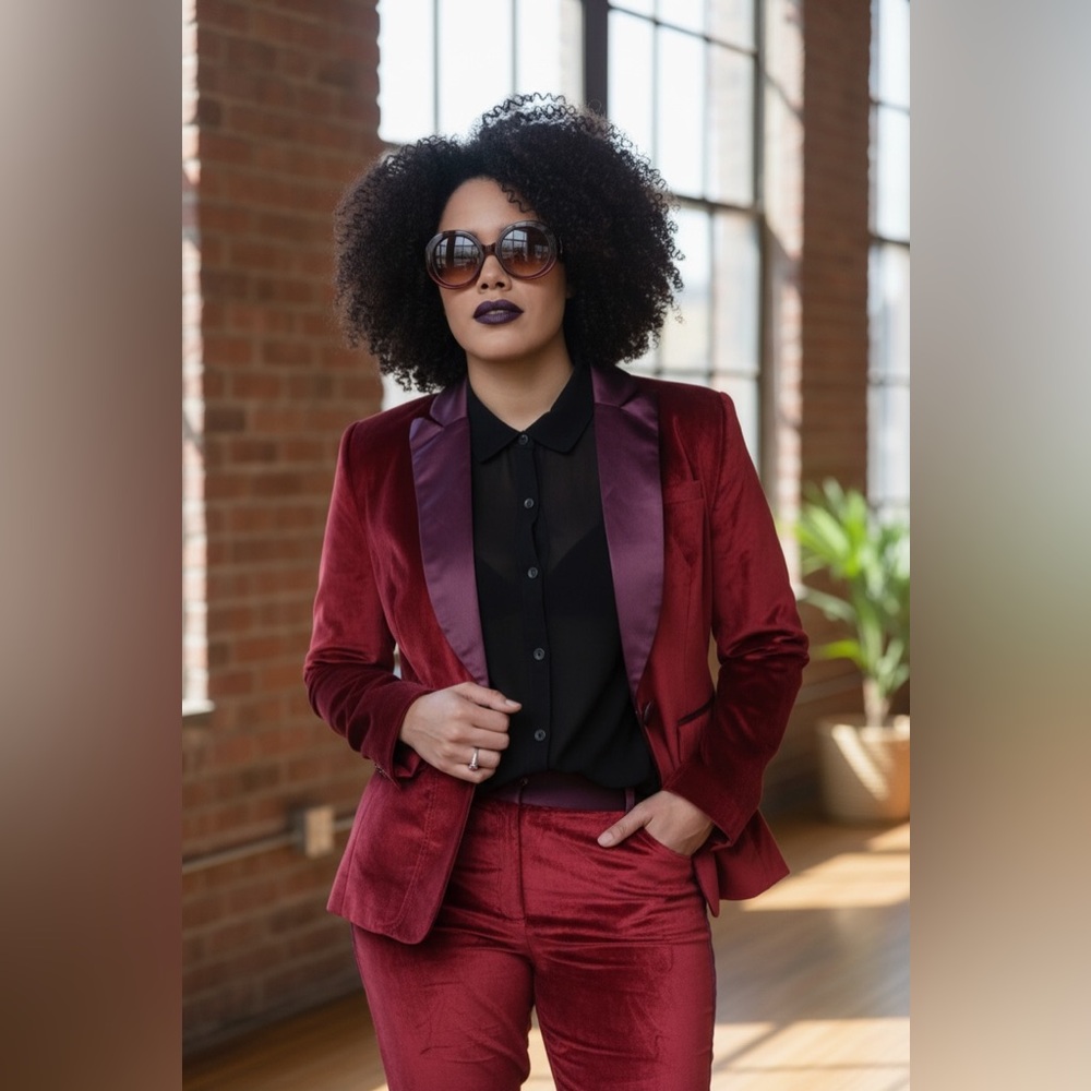 14. Burgundy velvet tuxedo jacket and pants, Altuzarra for Target  2x/,20W NWOT